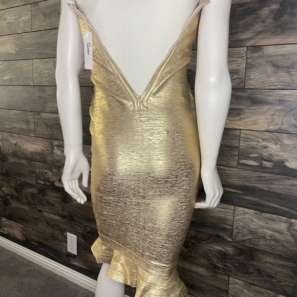 NWT Rosedress Strapless Flute Style Gold Dress - Picture 7 of 10